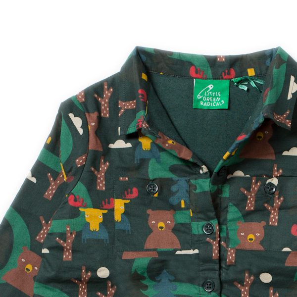 Gevoerd overhemd met beren van organisch katoen