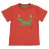Rood shirt van organisch katoen met krokodil en vogeltje