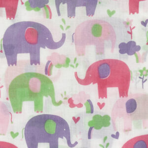 swaddle XL van biokatoen met roze olifanten