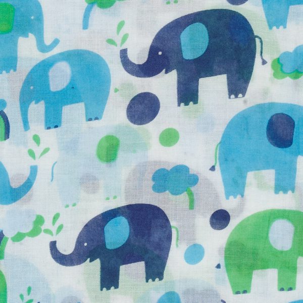 swaddle XL van biokatoen met blauwe olifanten
