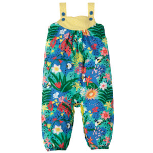 Salopette biokatoen met bloemen en bijtjes