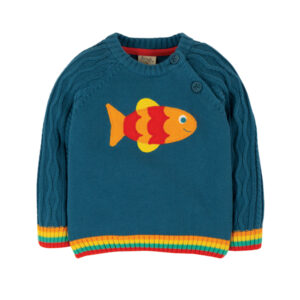 Pull tricoté en coton bio avec poisson