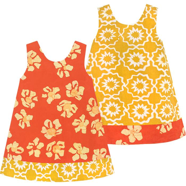 Jurk van Afrikaanse batik in geel en oranje