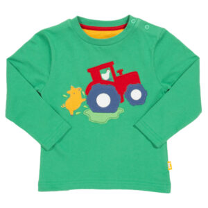 Groen shirt met tractor en biggetje